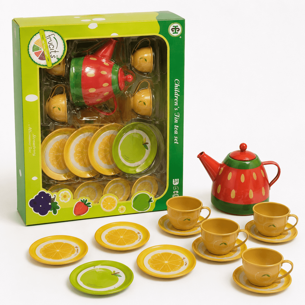Fruity Metal Tea Set – 14 Pcs Kids Pretend Kitchen Play Set