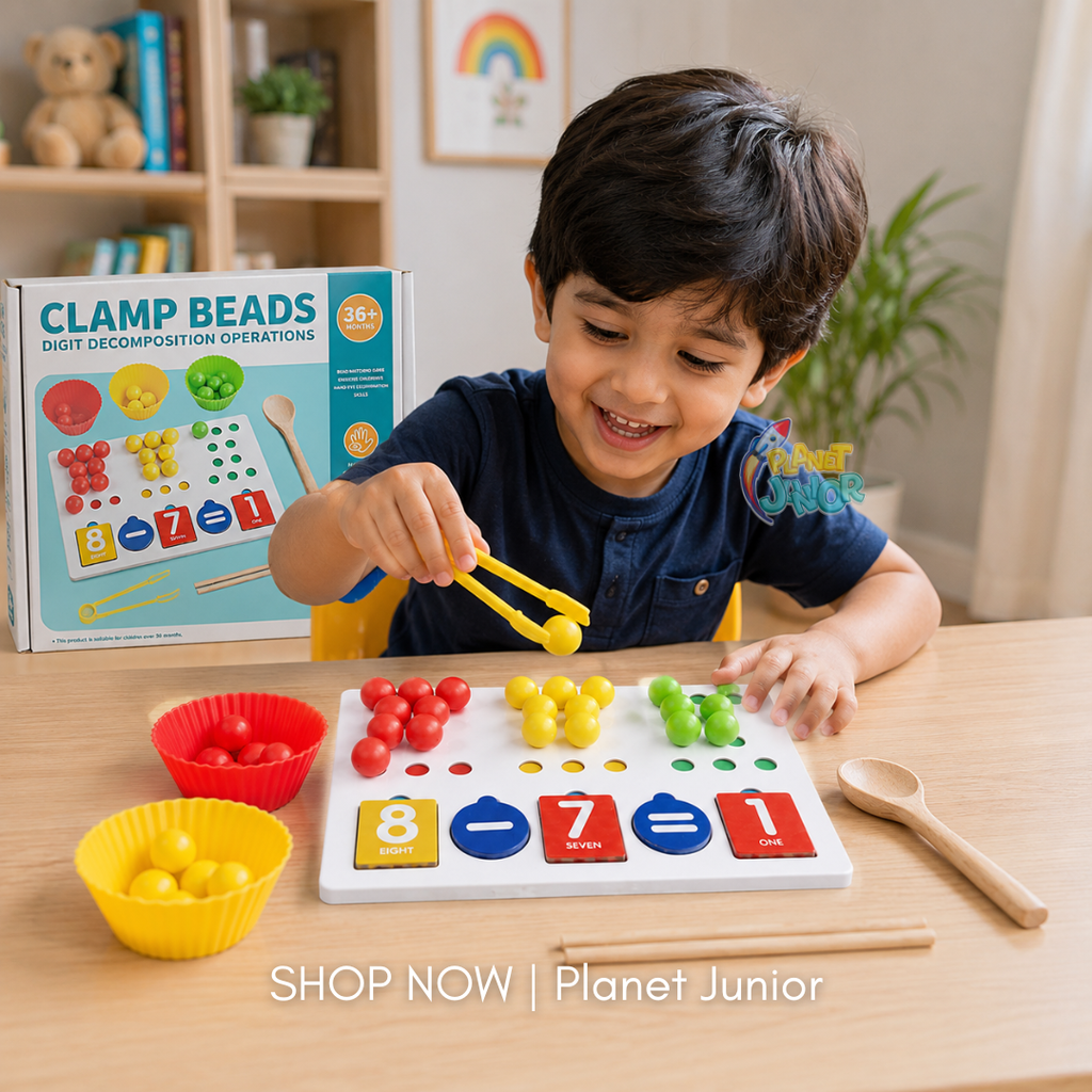 Wooden Clamp Beads Math Learning & Counting Activity Set