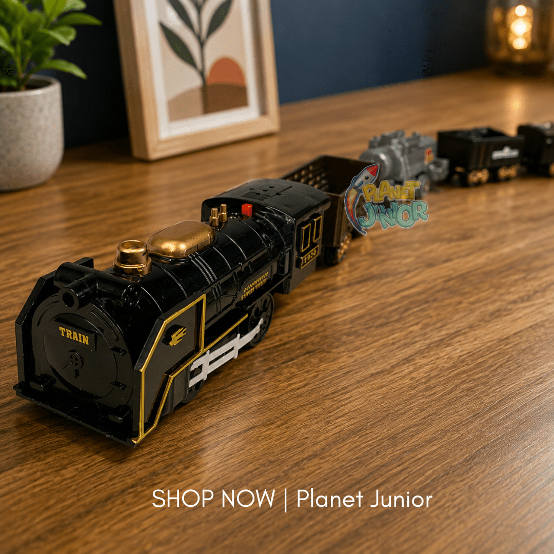 Classic Vintage Railway Train Set with Large Track, Lights & Sound