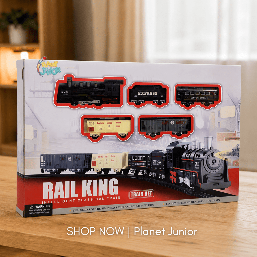 Rail King Classical Steam Train Set with Light, Sound & Track