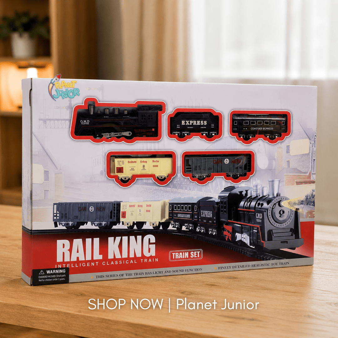 Rail King Classical Steam Train Set with Light, Sound & Track