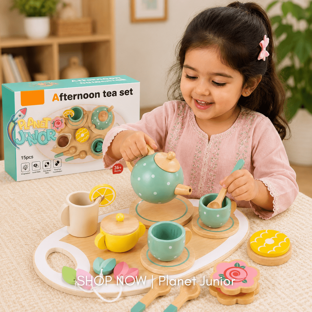 Wooden Afternoon Tea Party Play Set – 15 Pieces