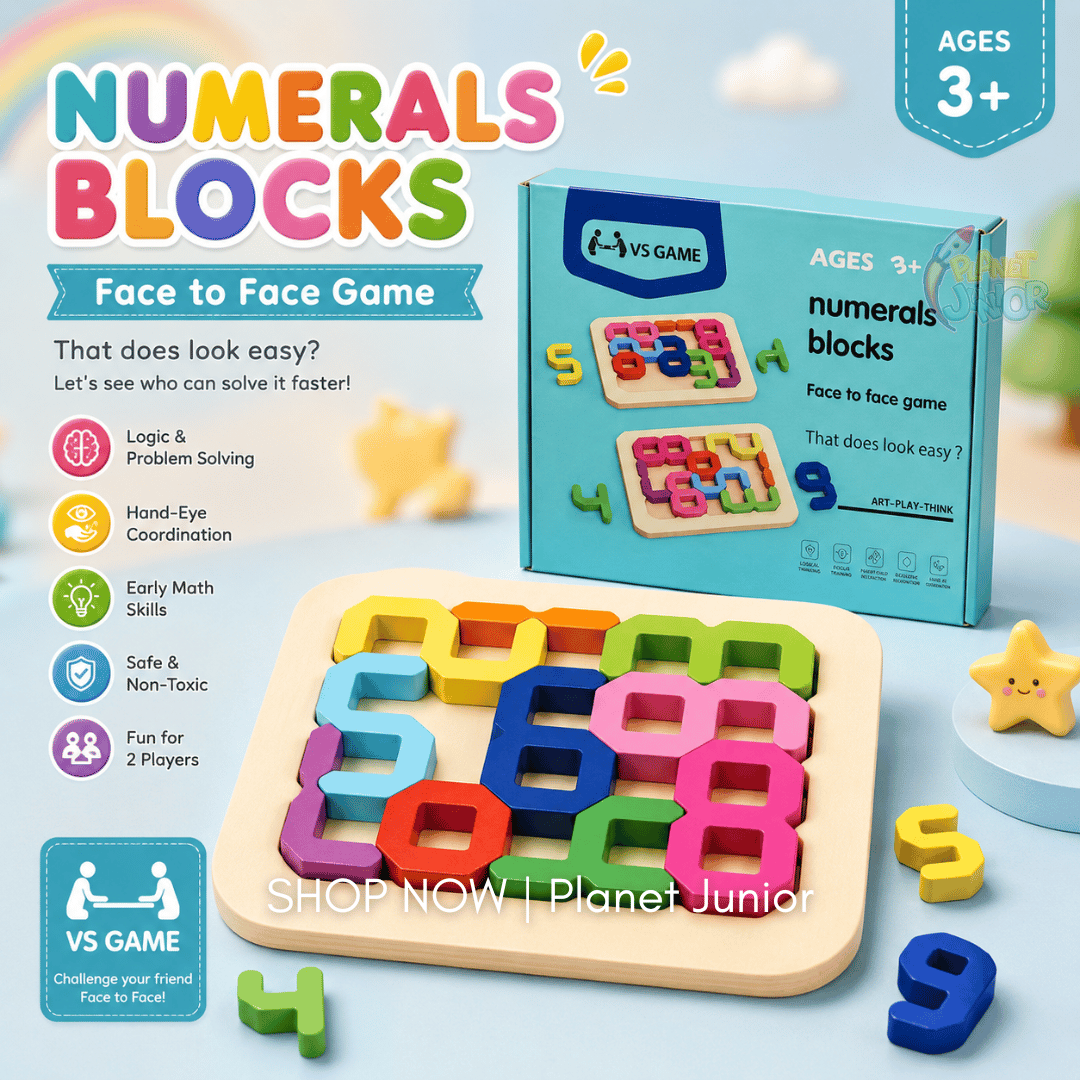 Wooden Number Blocks Puzzle Board – Montessori Early Learning Educational Toy