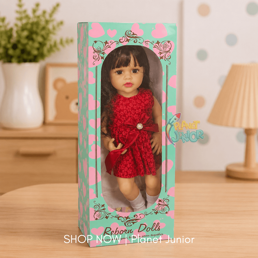 Beautiful Long Hair Girl Doll with Elegant Red Dress & Gift Box