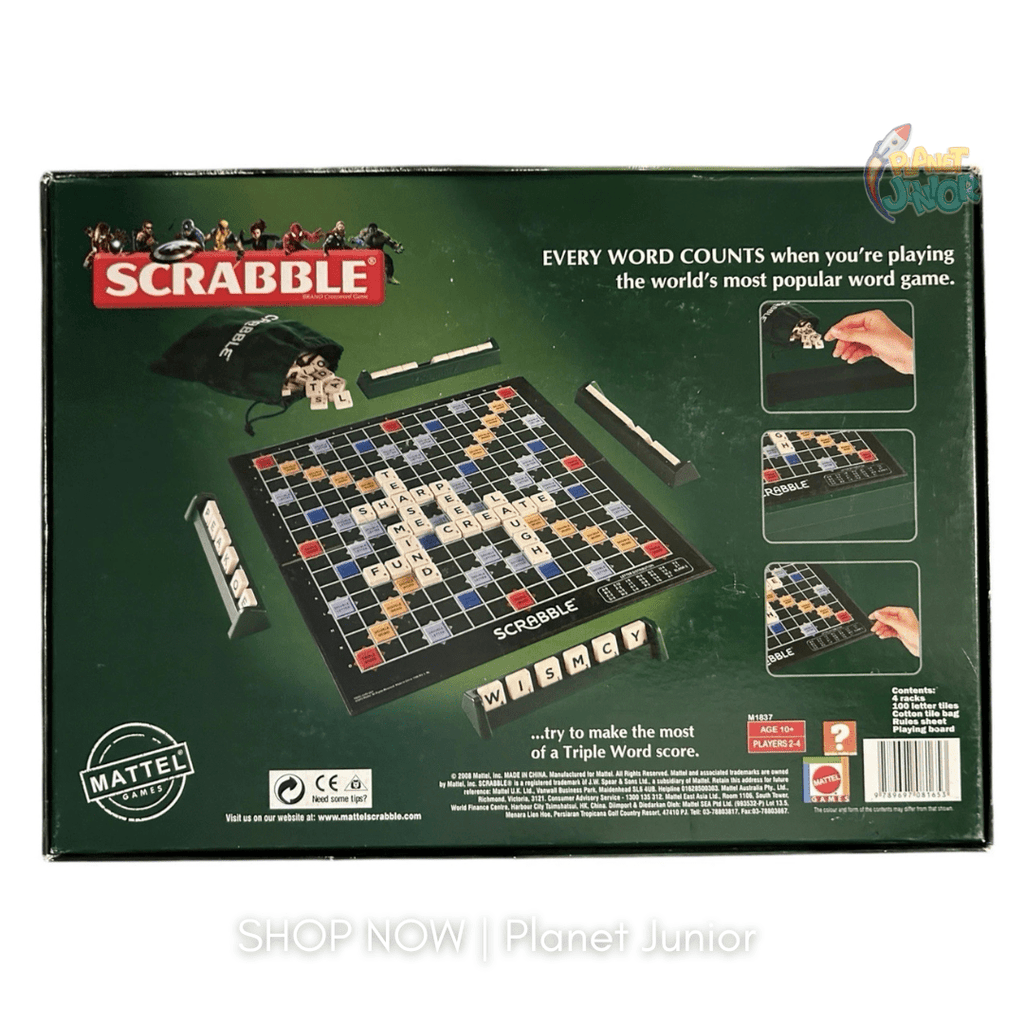 Marvel-Themed Scrabble Word Board Game for 2–4 Players