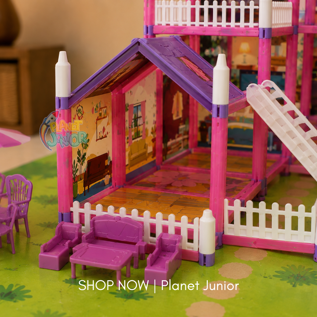 Large Multi-Storey Dream Doll House Playset with Dolls &  Furniture for Kids