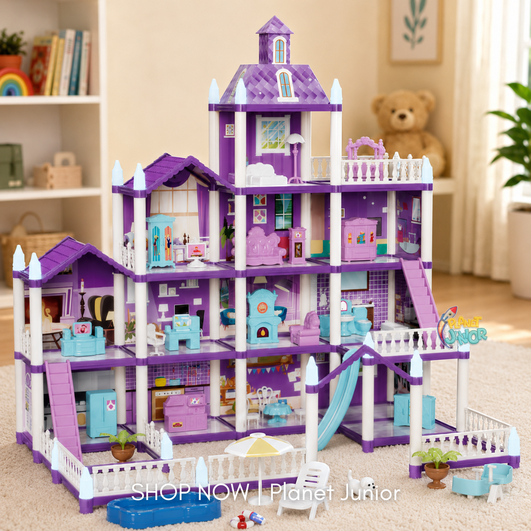 Dream Villa Castle Multi-Storey Doll House Playset with Furniture & Pool