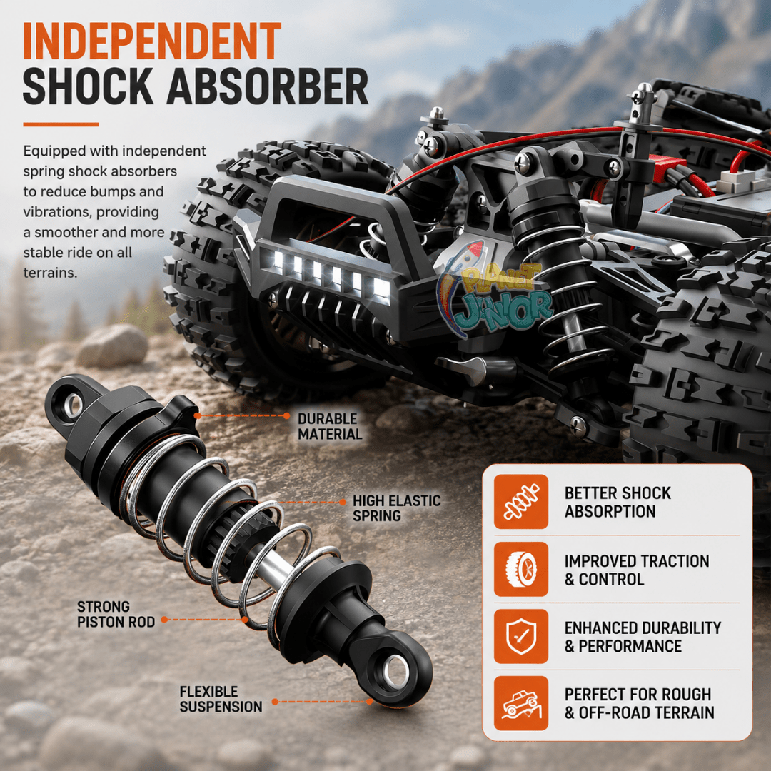 High-Speed Off-Road RC Racing Truck with Metal Drive System & Shock Absorbers
