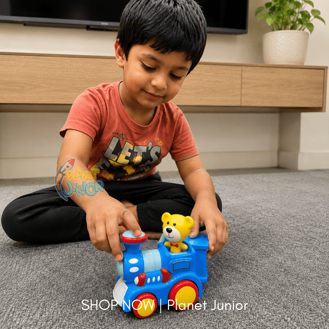Bear Train Bump & Go Musical Toy with Lights for Kids