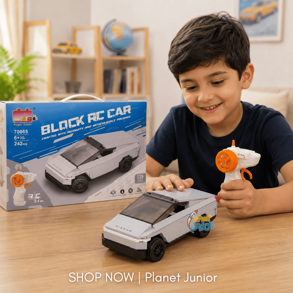 DIY 1:20 Cybertruck-Inspired Rechargeable RC Building Block Car