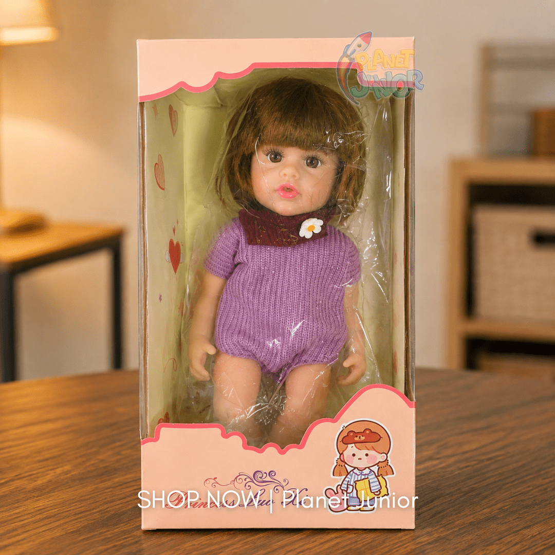 Realistic Fashion Baby Doll with Knitted Romper & Flower Detail