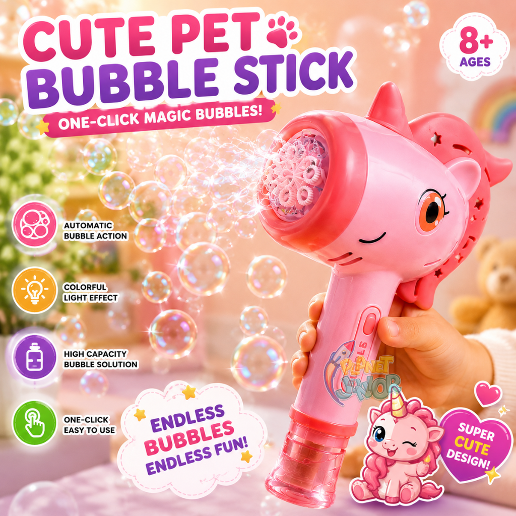 Cute Pet Electric Bubble Stick with One-Click Automatic Bubble Action for Kids