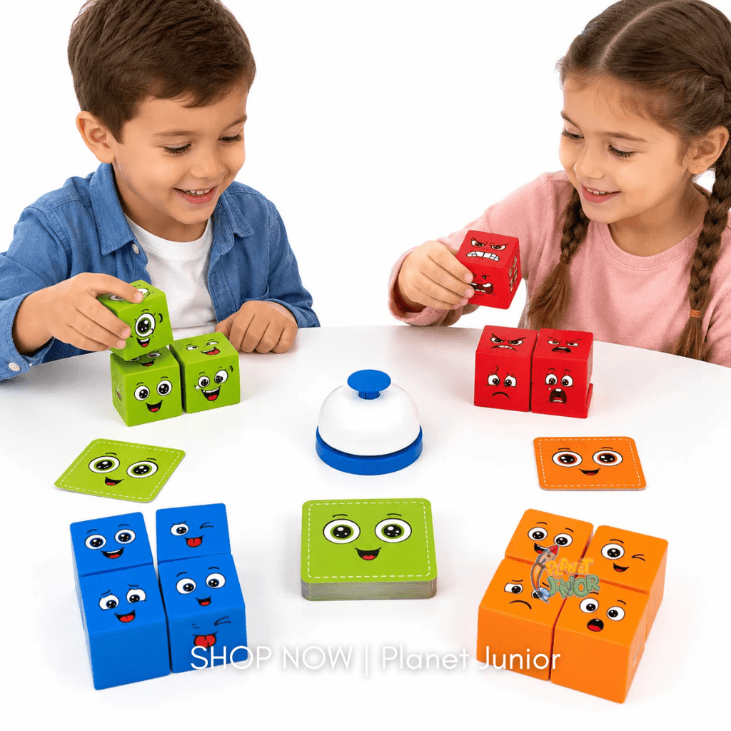 Square Face Matching Puzzle Game with Challenge Cards