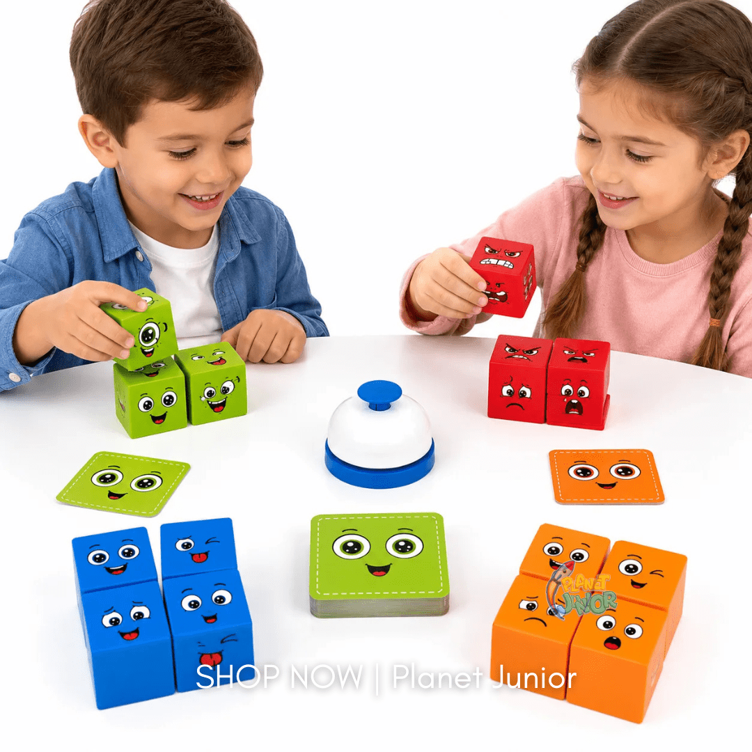 Square Face Matching Puzzle Game with Challenge Cards