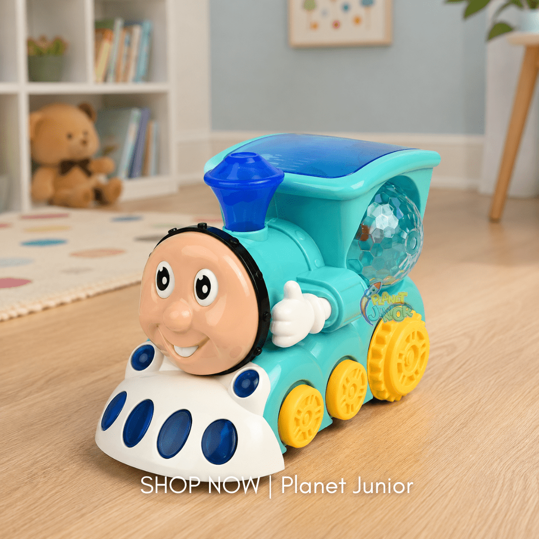 Cute Bump & Go Musical Train Toy for Kids with Lights