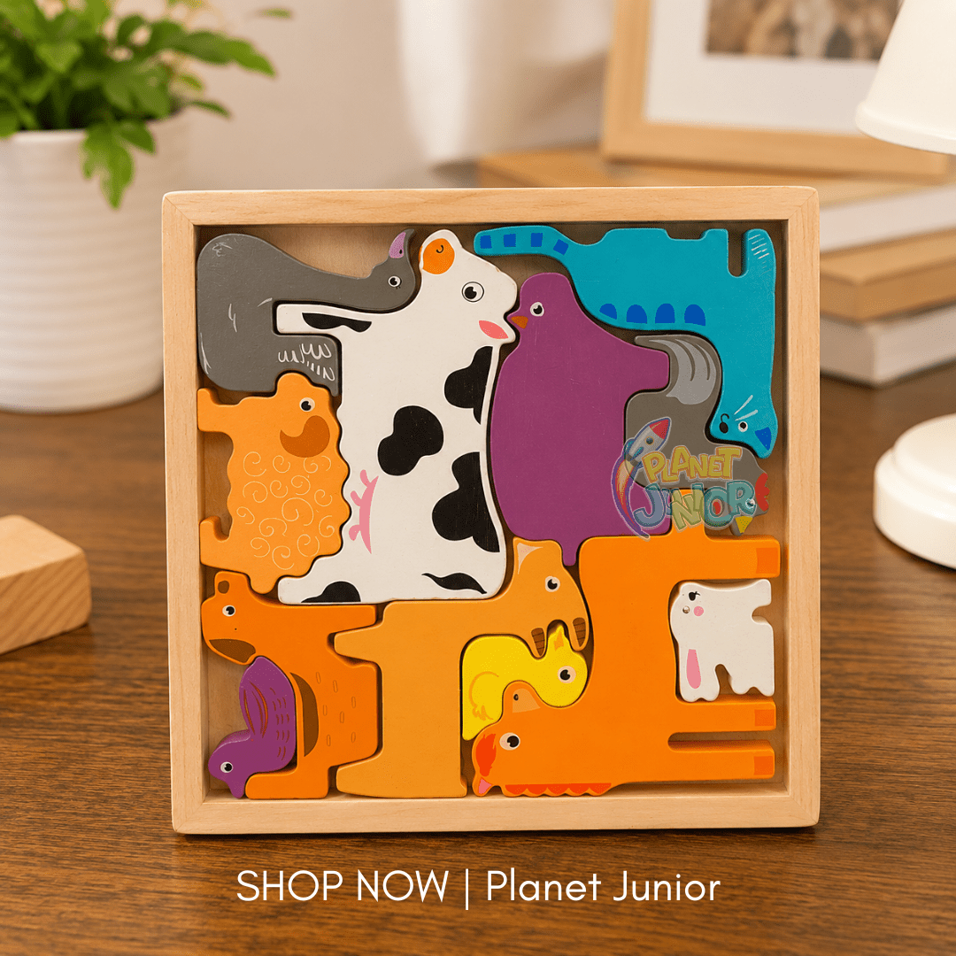 Wooden Animals Learning Puzzle Board