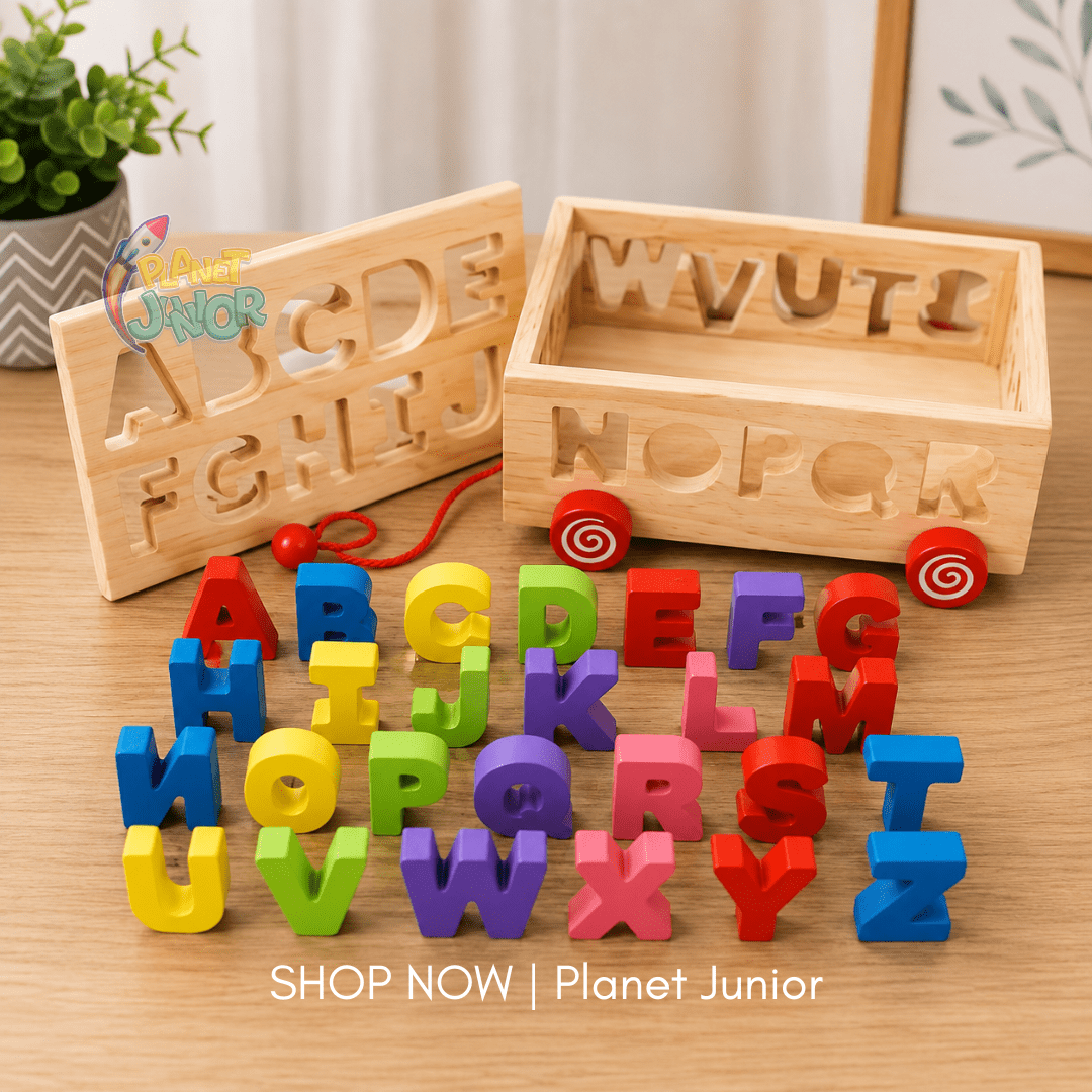 Wooden Alphabet Sorting & Pull-Along Learning Box for Kids