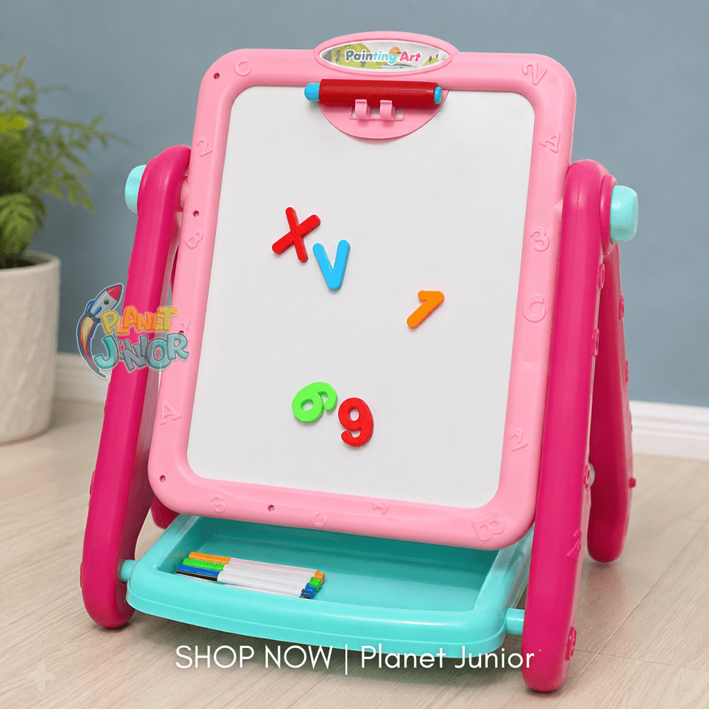 2in1 Kids Magnetic Drawing & Learning Easel – Creative Art & Writing Board
