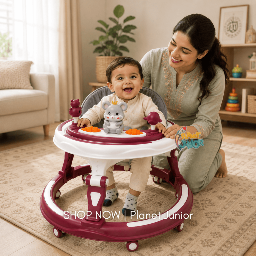 Interactive Baby Learning Walker with Music, Activity Tray & Padded Seat