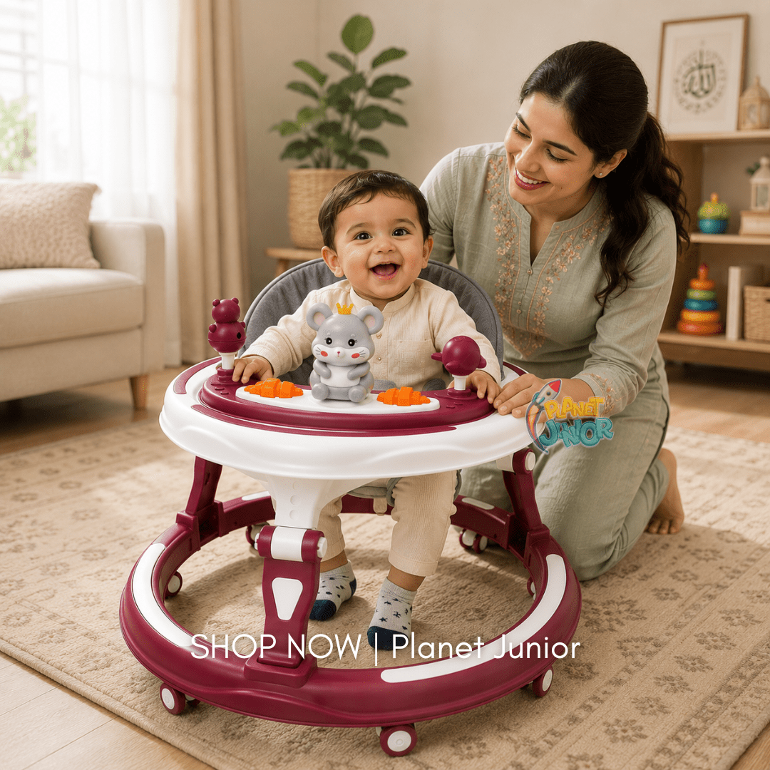Interactive Baby Learning Walker with Music, Activity Tray & Padded Seat