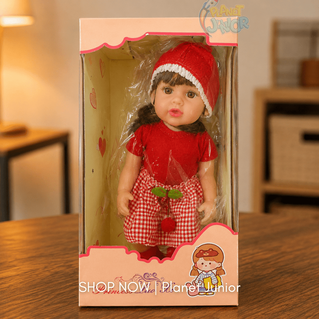 Realistic Fashion Girl Doll with Red Checkered Outfit