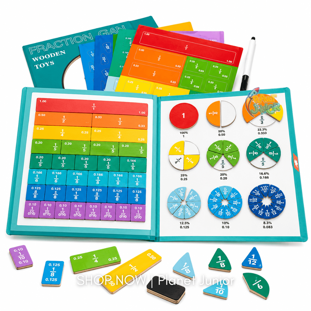 Wooden Fraction Learning Board Educational Math Set