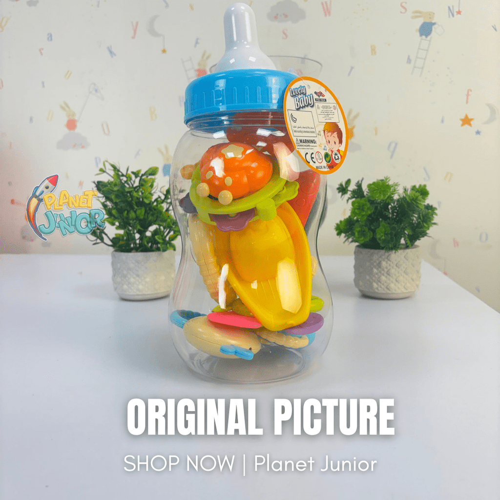 Baby Bottle Rattle & Teether Toy Set with Colorful Animal Designs