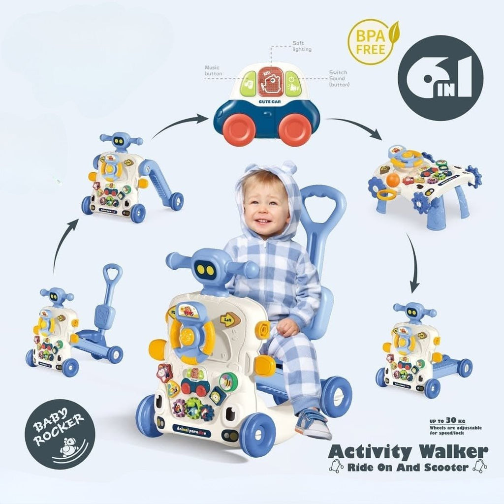 6-in-1 Multifunction Musical Baby Walker – Ride-On, Scooter & Activity Learning Center