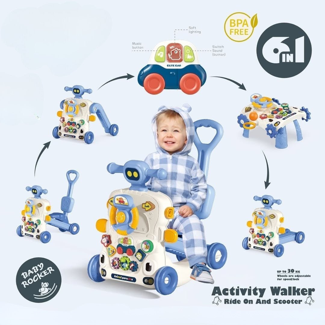 6-in-1 Multifunction Musical Baby Walker – Ride-On, Scooter & Activity Learning Center