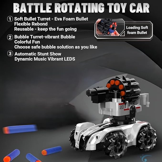 2-in-1 Light Tracer RC Battle Tank Car – Shooting Vehicle