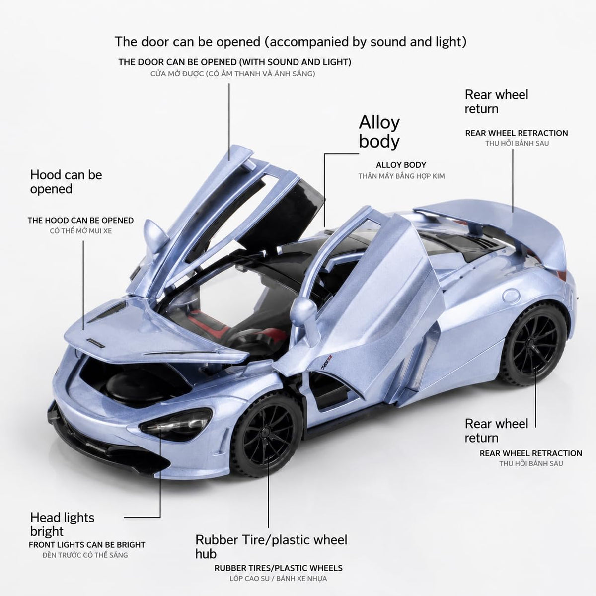 1:24 McLaren 720S Die-Cast Pull Back Sports Car Model