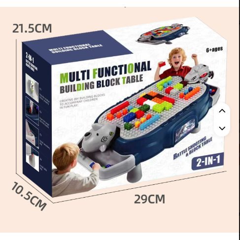 Multifunctional 2-in-1 Building Block Battle Table with Ball Shooting Game & Creative Construction Play