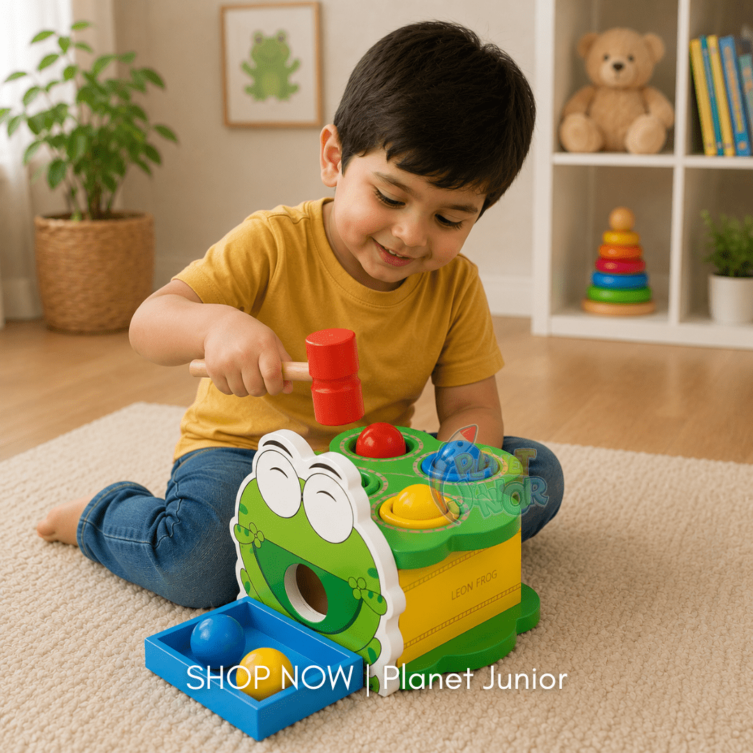 Wooden Frog Knock Ball Hammering Game for Kids