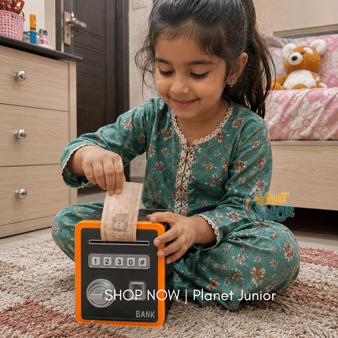 Password Safe ATM Key Styled Money Bank for Kids with Fingerprint Unlock