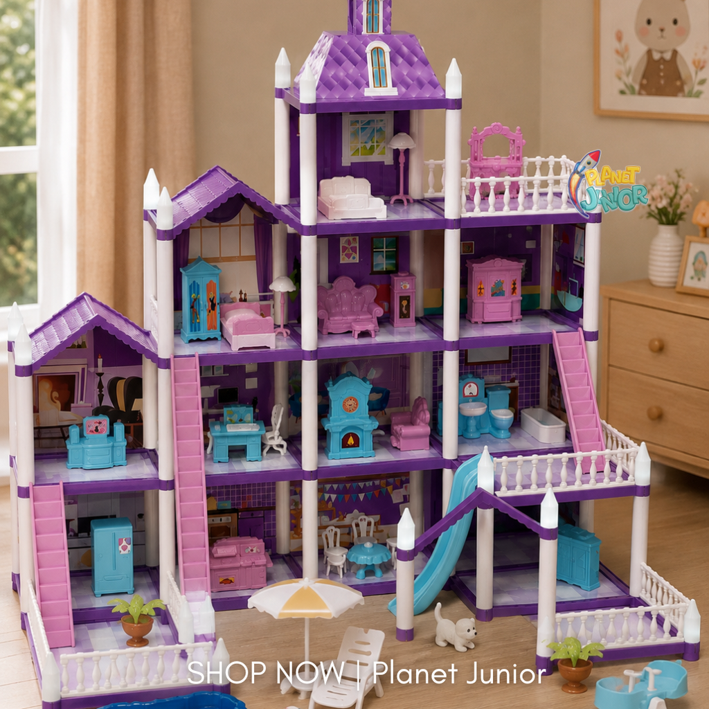 Dream Villa Castle Multi-Storey Doll House Playset with Furniture & Pool