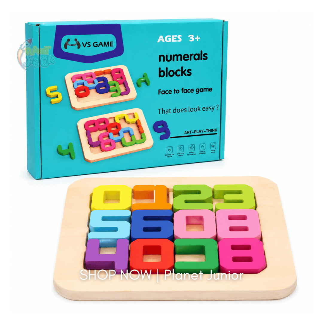 Wooden Number Blocks Puzzle Board – Montessori Early Learning Educational Toy