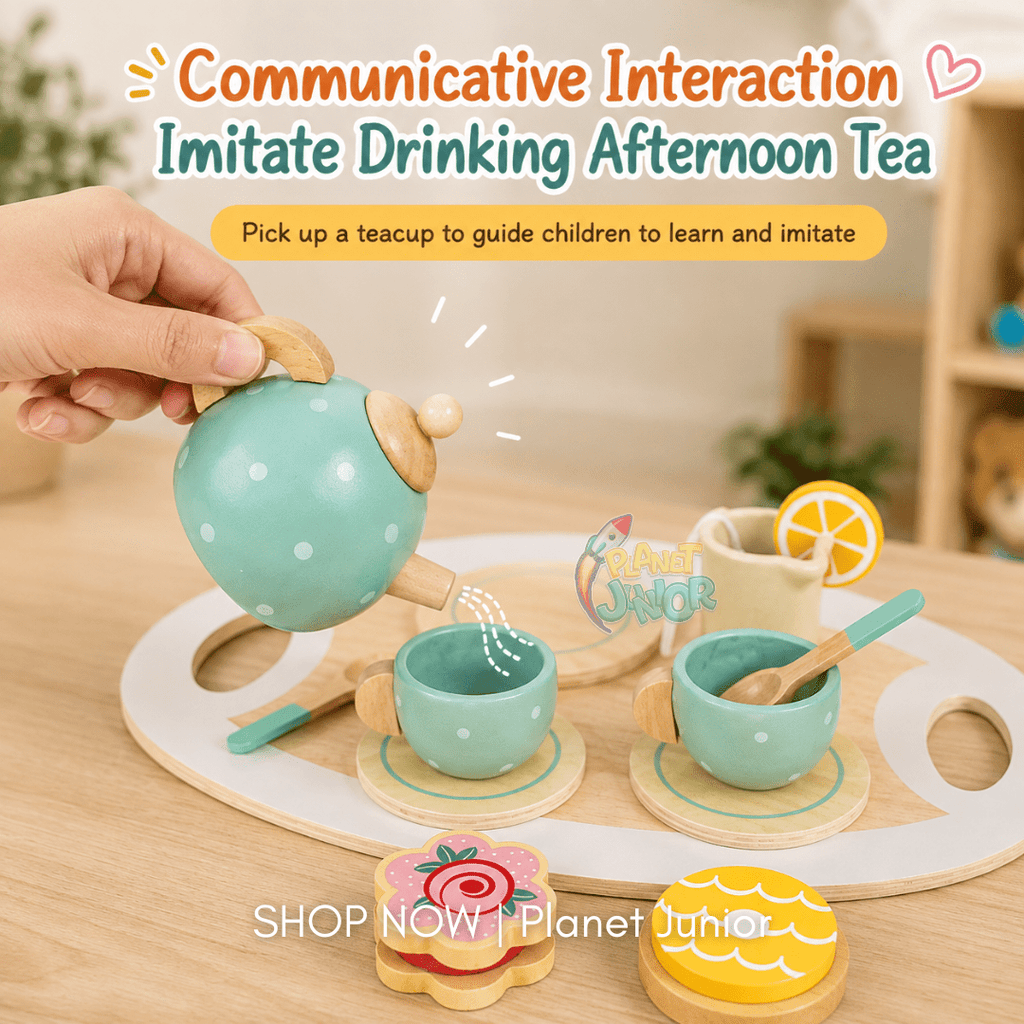 Wooden Afternoon Tea Party Play Set – 15 Pieces