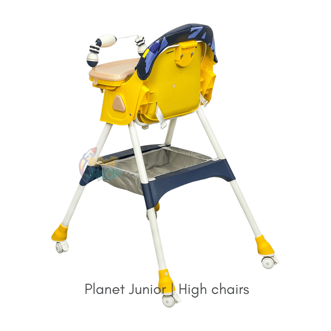 MotherCare Baby Feeding High Chair with Toy Bar - Blue & Yellow