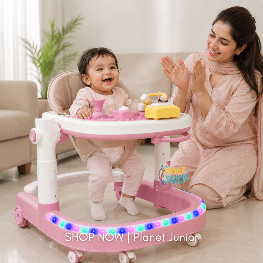 Foldable 3-in-1 Baby Walker with Activity Tray, Music & Lights