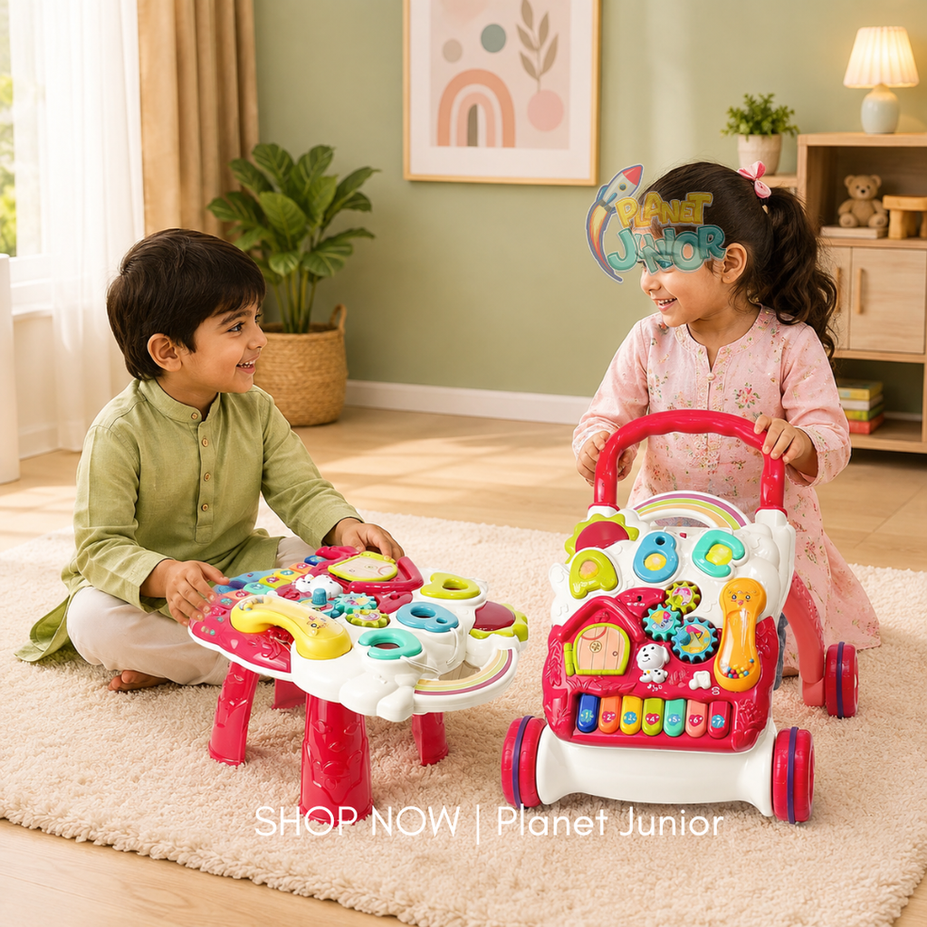 3-in-1 Interactive Baby Push Walker with Activity Panel & Activity Table