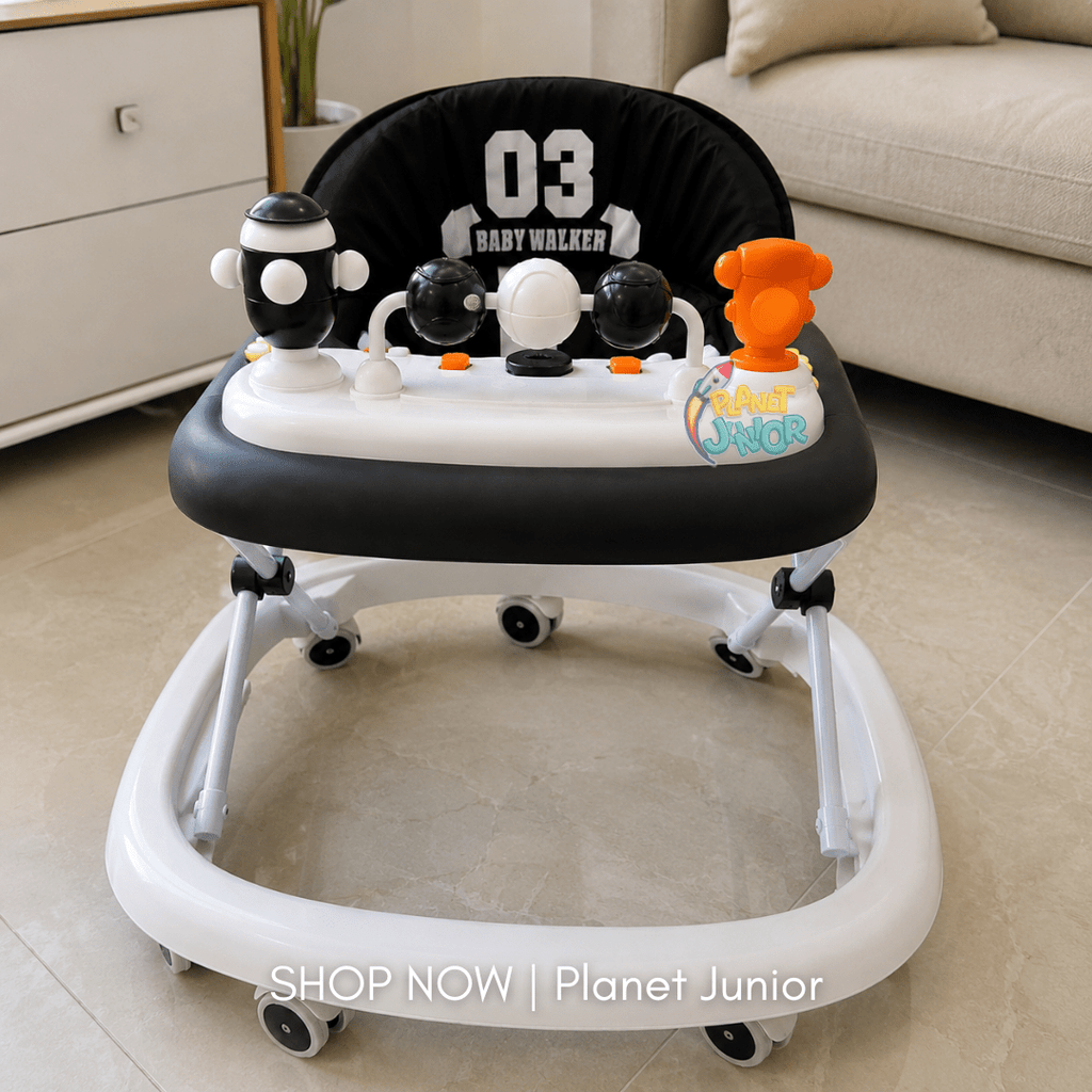 Sporty Baby Walker with Music, Lights & Squeaky Toys