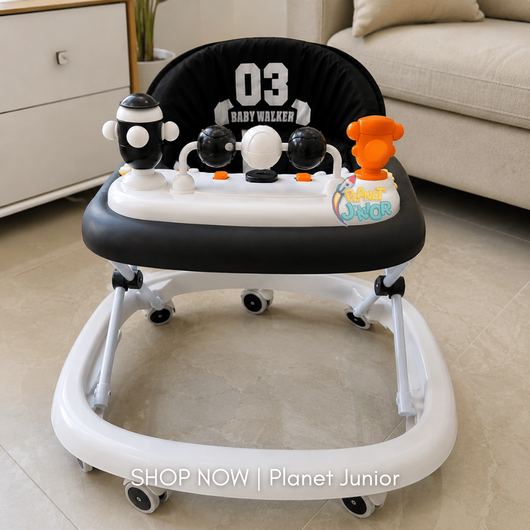 Sporty Baby Walker with Music, Lights & Squeaky Toys