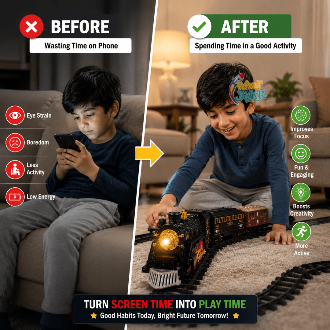 Remote Control 44-Piece Classic Train Set with Carriages, Sound & Track