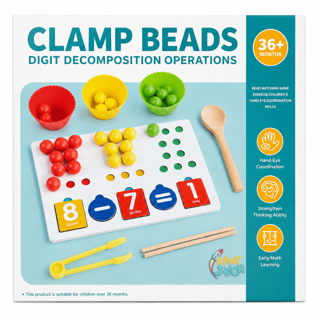 Wooden Clamp Beads Math Learning & Counting Activity Set