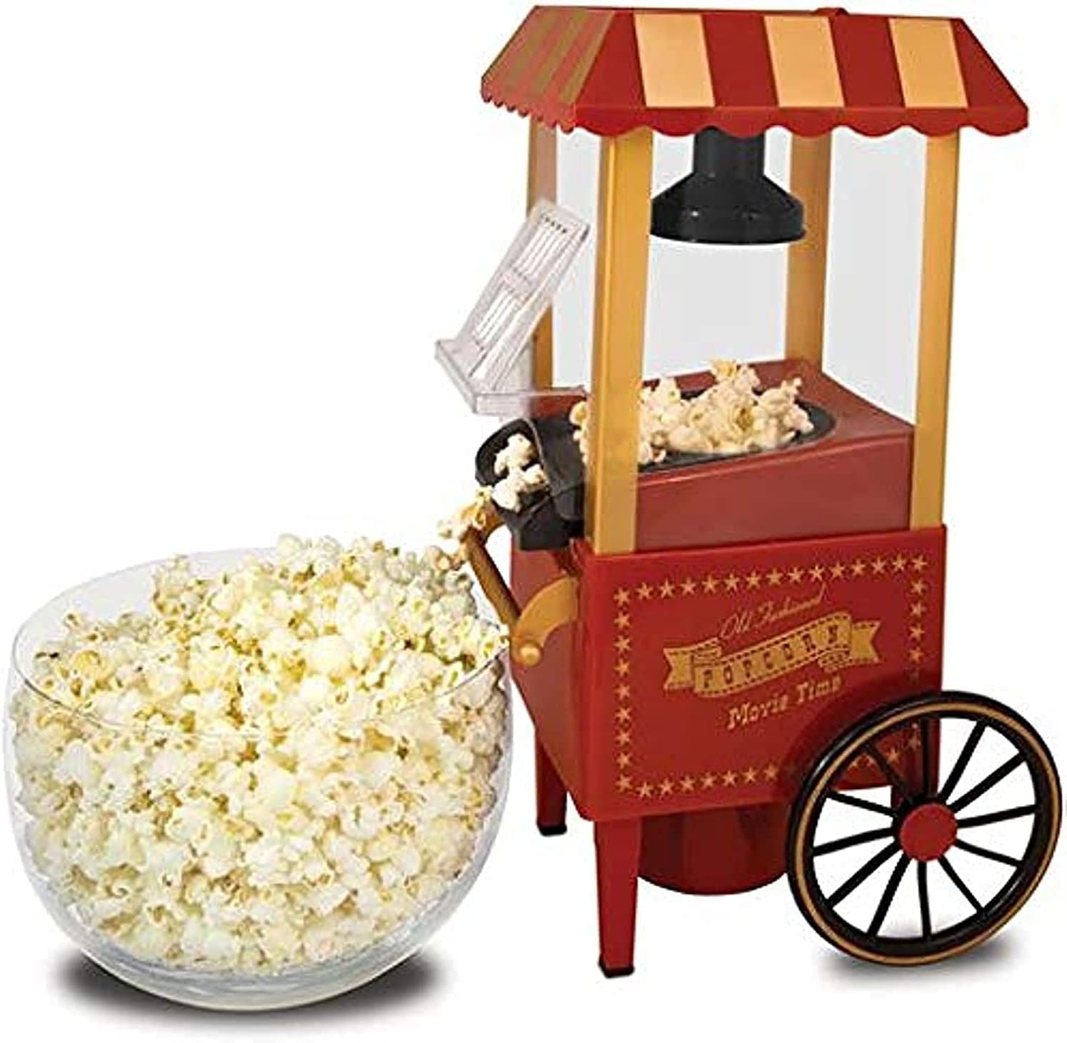Live Cooking Vintage Style Electric Popcorn Maker Machine for Home & Family Movie Nights