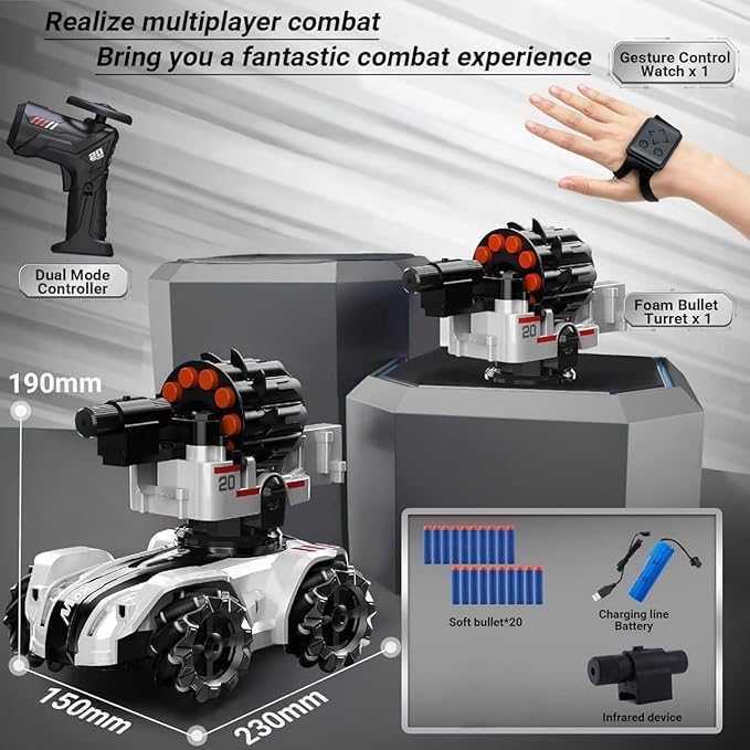 2-in-1 Light Tracer RC Battle Tank Car – Shooting Vehicle