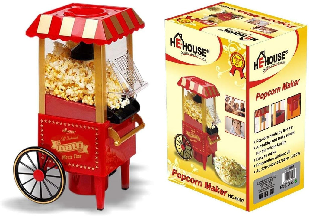 Live Cooking Vintage Style Electric Popcorn Maker Machine for Home & Family Movie Nights