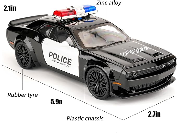 1:24 Scale Dodge Challenger SRT Police Die-Cast Model Car