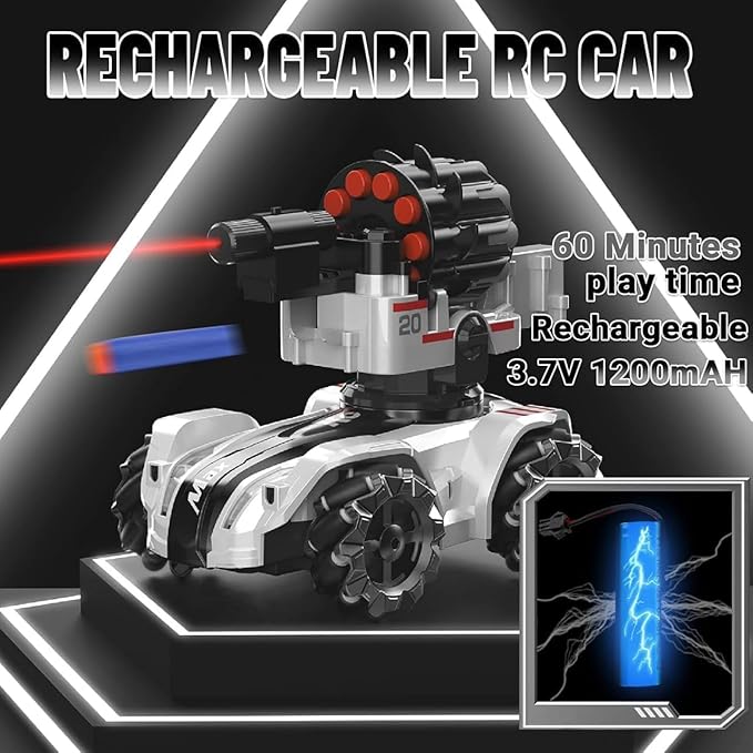 2-in-1 Light Tracer RC Battle Tank Car – Shooting Vehicle