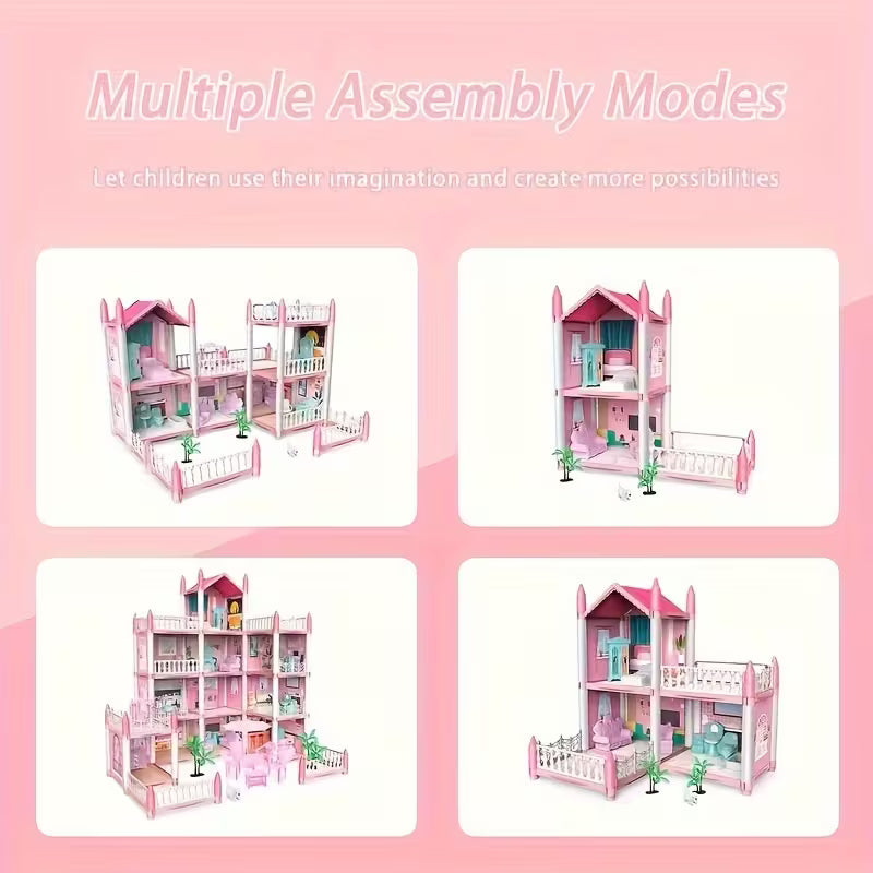 Grand Princess Doll House Mansion – 4-Storey Play House with Furniture